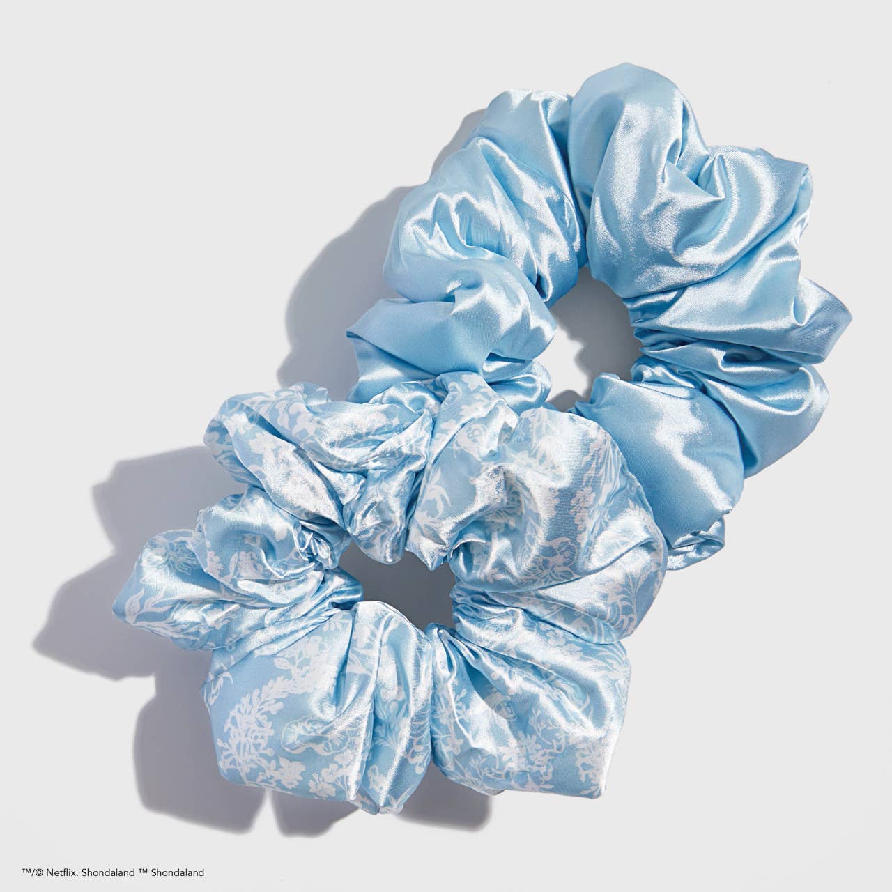 Kitsch x Bridgerton Satin Pillow Scrunchies / Toile De Blue - The Bronze Butterfly