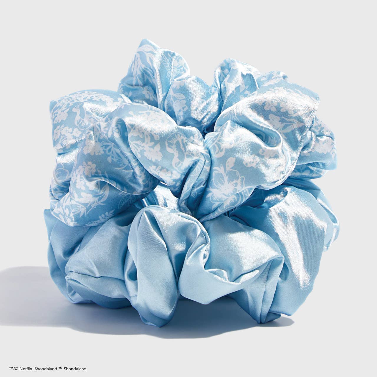 Kitsch x Bridgerton Satin Pillow Scrunchies / Toile De Blue - The Bronze Butterfly