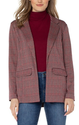 Liverpool Boyfriend Blazer in Mulberry Muted Houndstooth