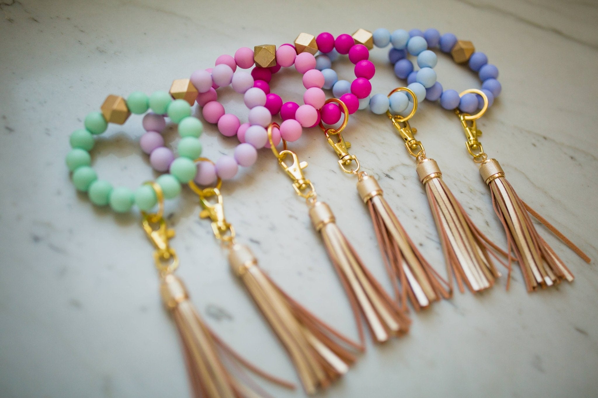 Lanyard Lovebirds O Wristband Keychain Gold Tassel - The Bronze Butterfly