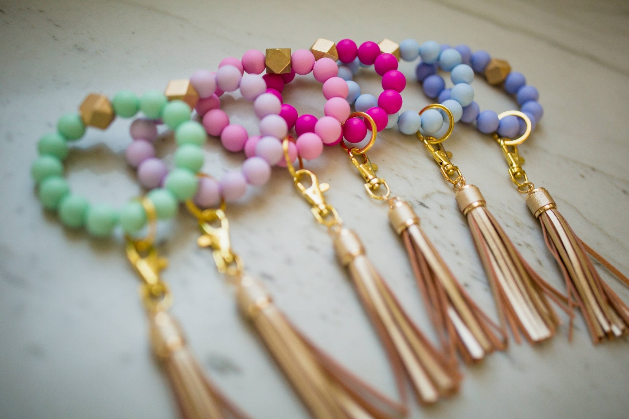 Lanyard Lovebirds O Wristband Keychain Gold Tassel - The Bronze Butterfly