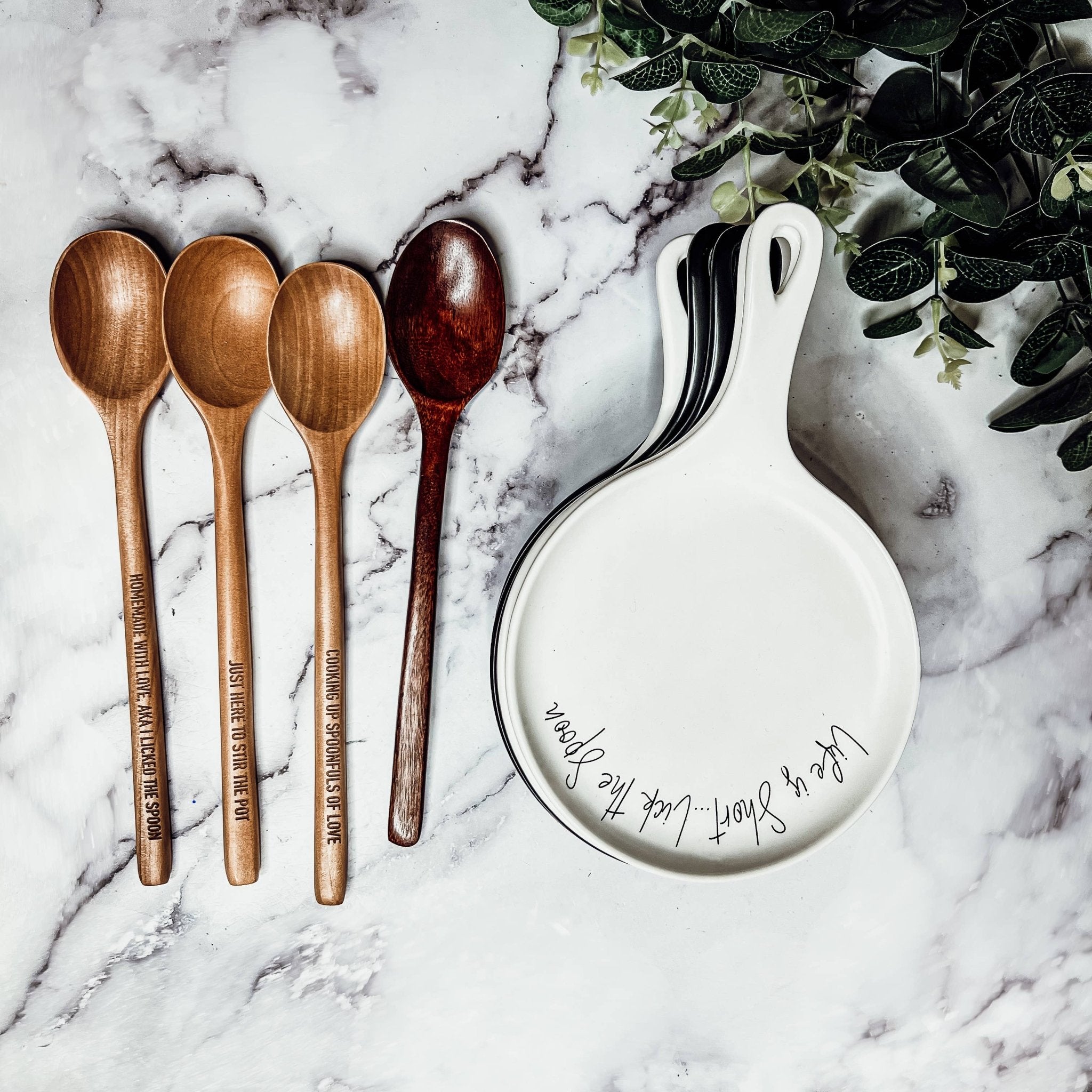 Larger Spoon Rests & Wooden Spoon Set - The Bronze Butterfly
