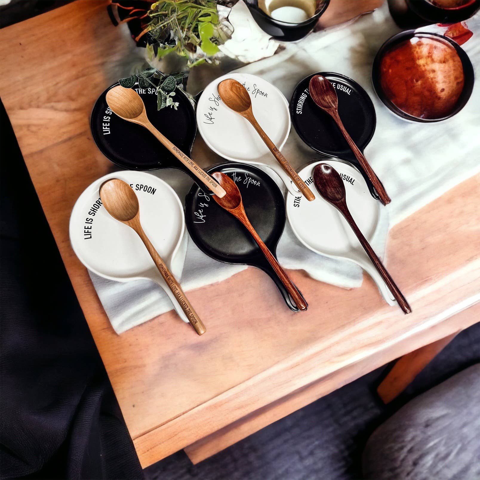 Larger Spoon Rests & Wooden Spoon Set - The Bronze Butterfly