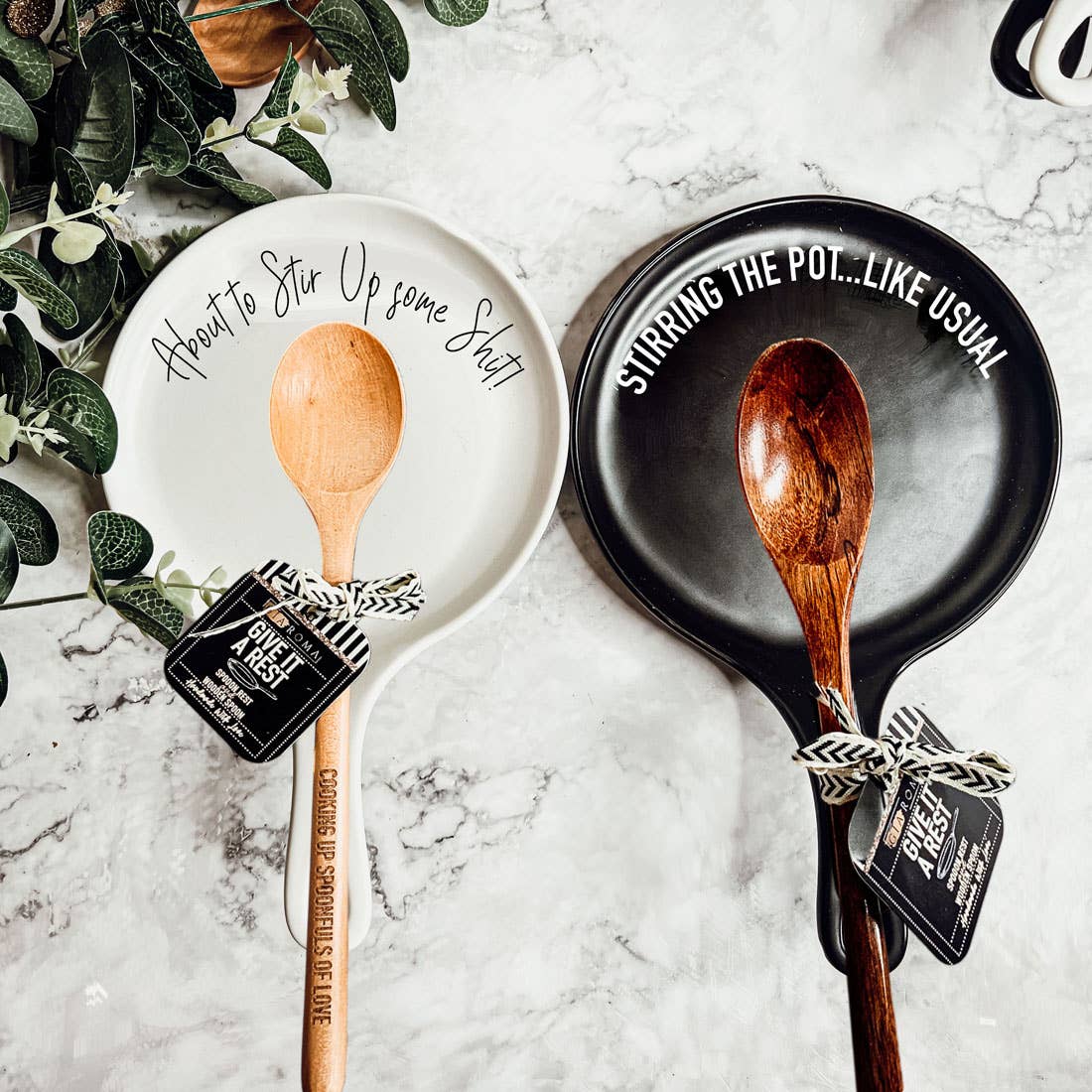 Larger Spoon Rests & Wooden Spoon Set - The Bronze Butterfly
