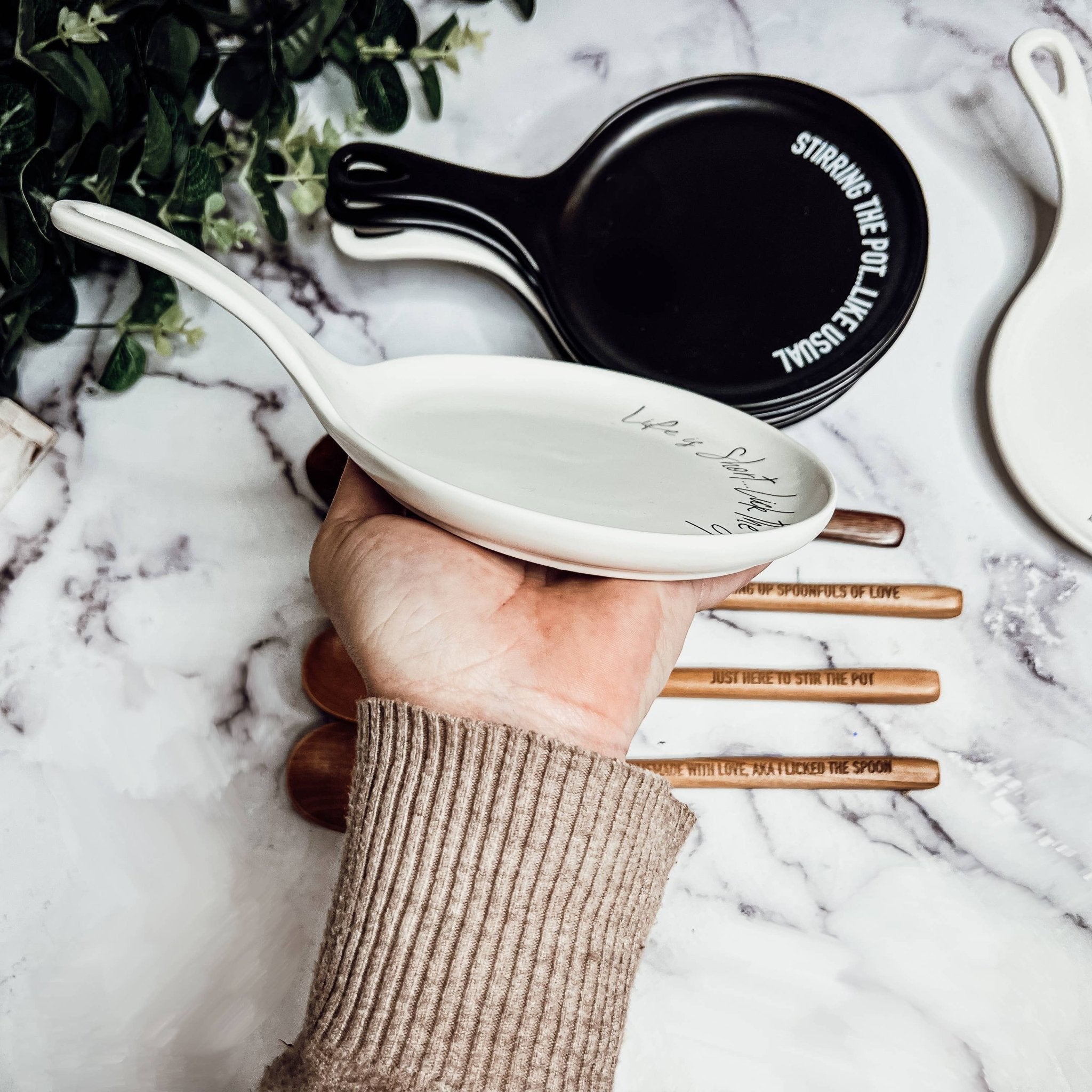 Larger Spoon Rests & Wooden Spoon Set - The Bronze Butterfly