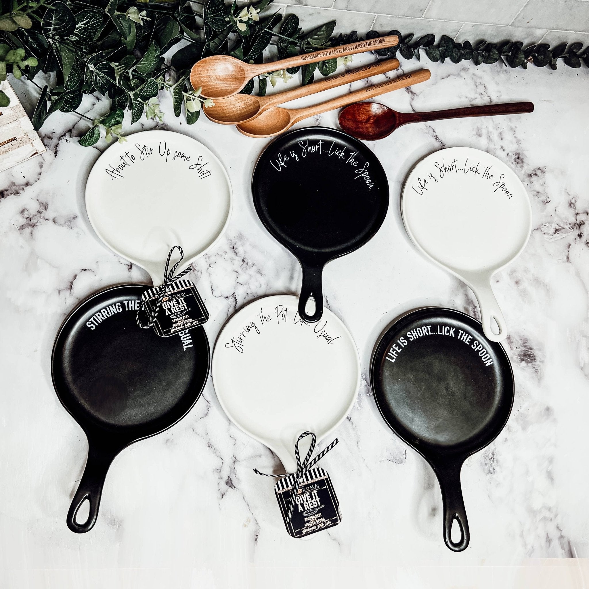 Larger Spoon Rests & Wooden Spoon Set - The Bronze Butterfly