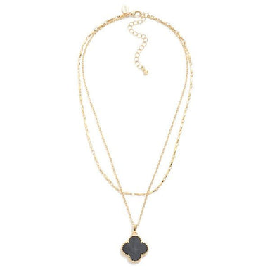 Layered Chain Link Necklace Featuring Clover Station - The Bronze Butterfly