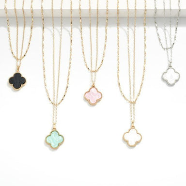 Layered Chain Link Necklace Featuring Clover Station - The Bronze Butterfly