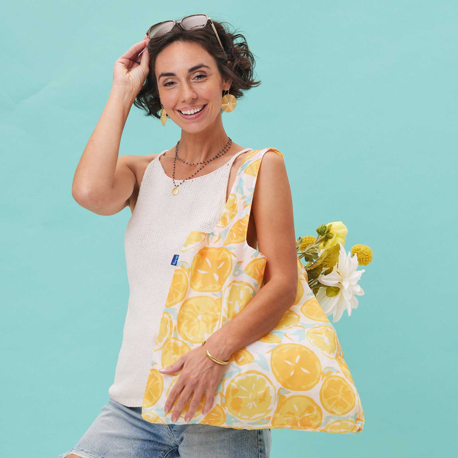 LEMON SLICES blu Bag Reusable Shopper Tote - The Bronze Butterfly