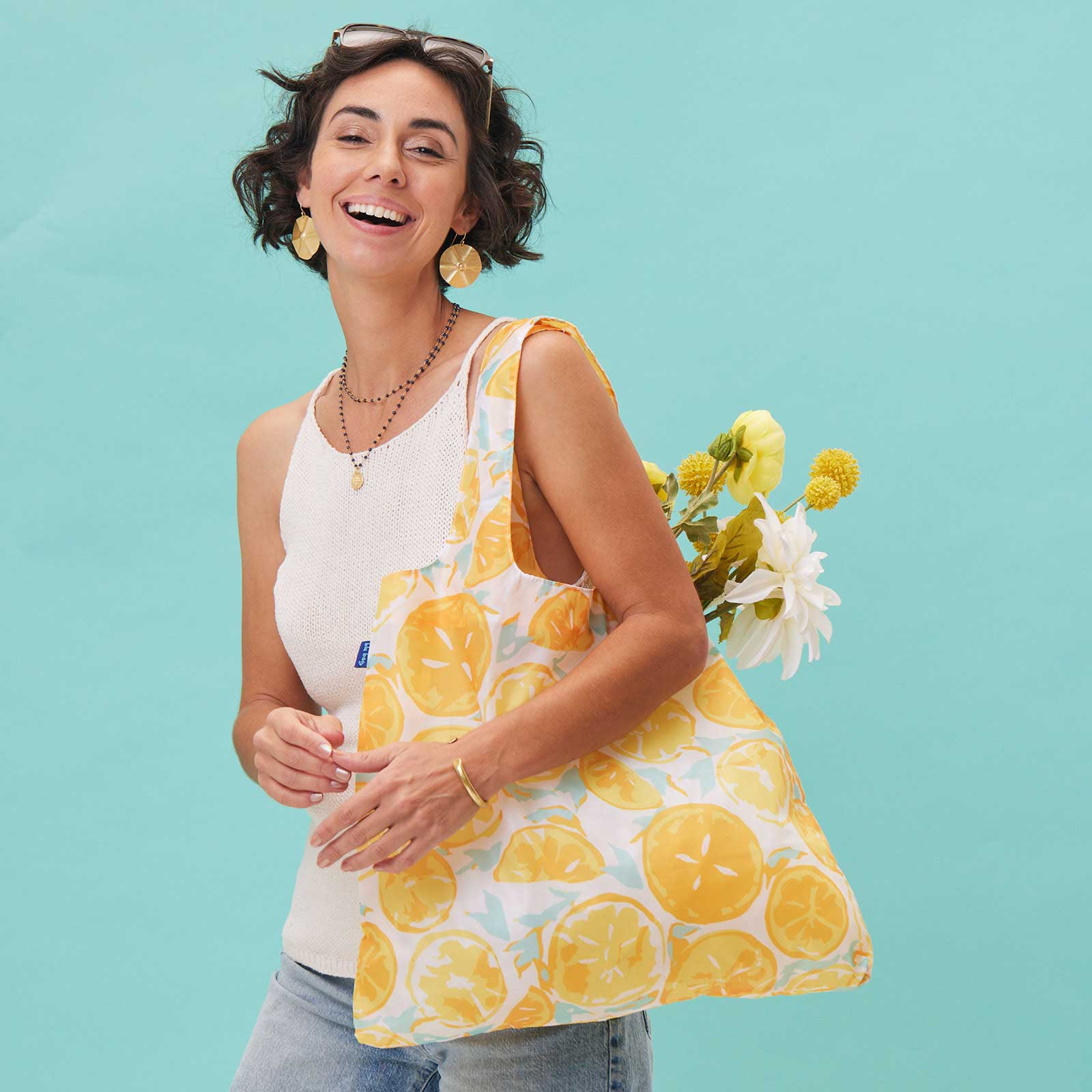 LEMON SLICES blu Bag Reusable Shopper Tote - The Bronze Butterfly