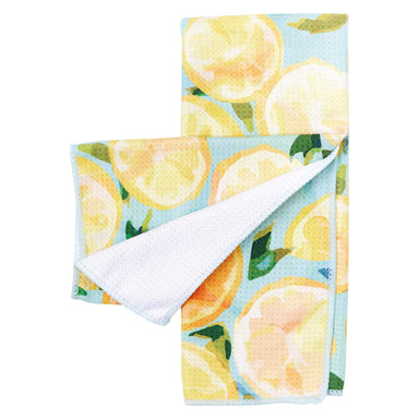 LEMON SLICES blu Kitchen Tea Towel - The Bronze Butterfly