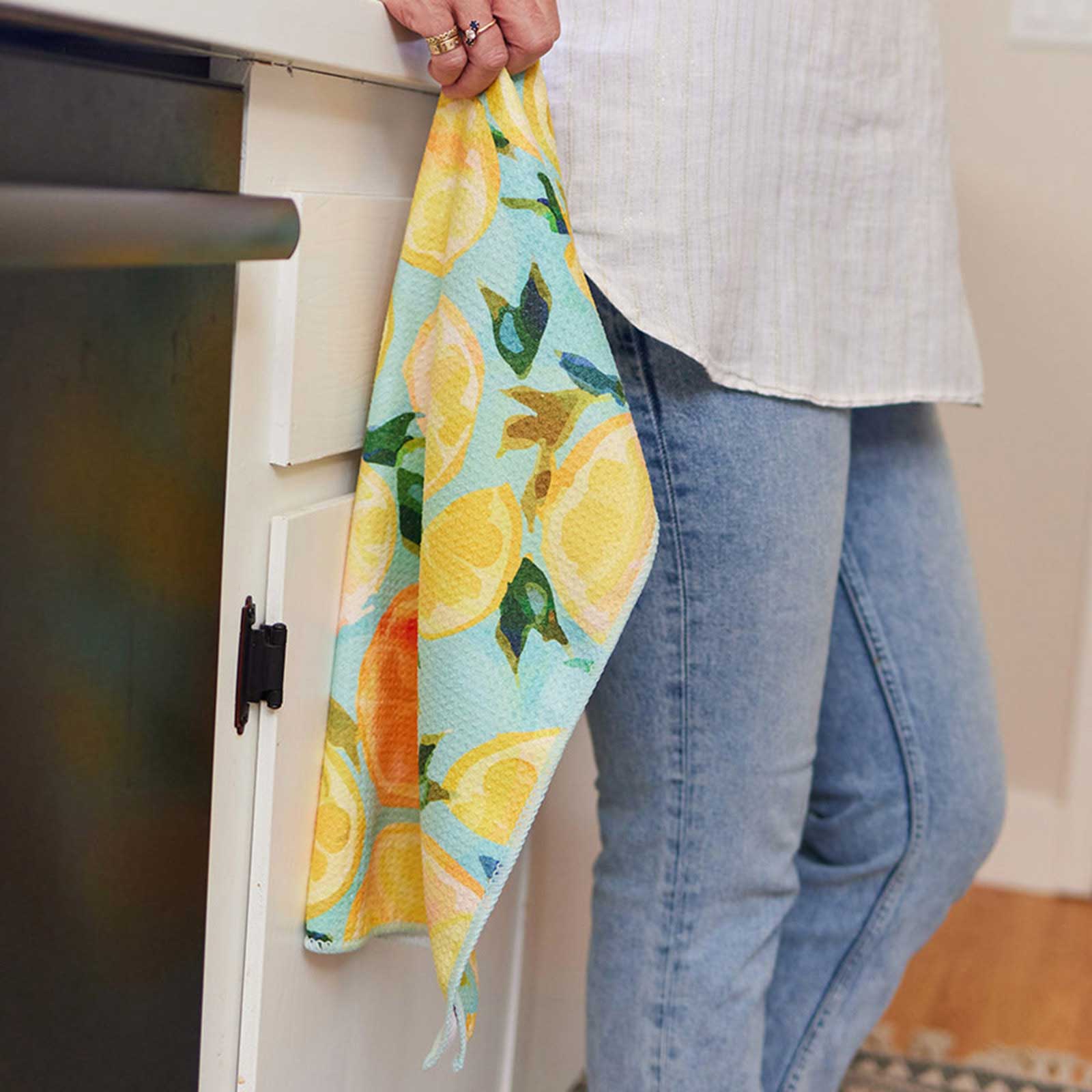 LEMON SLICES blu Kitchen Tea Towel - The Bronze Butterfly