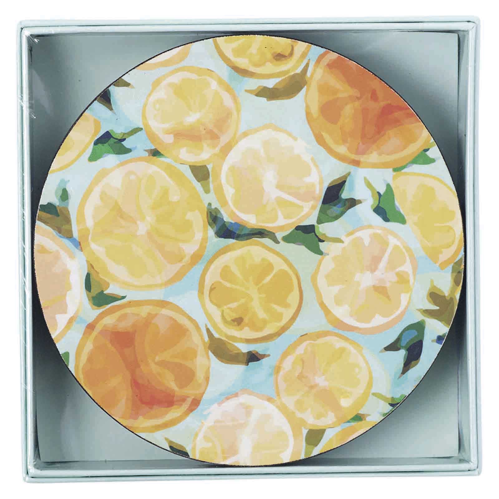 LEMON SLICES Round Coasters, Set of 4 - The Bronze Butterfly