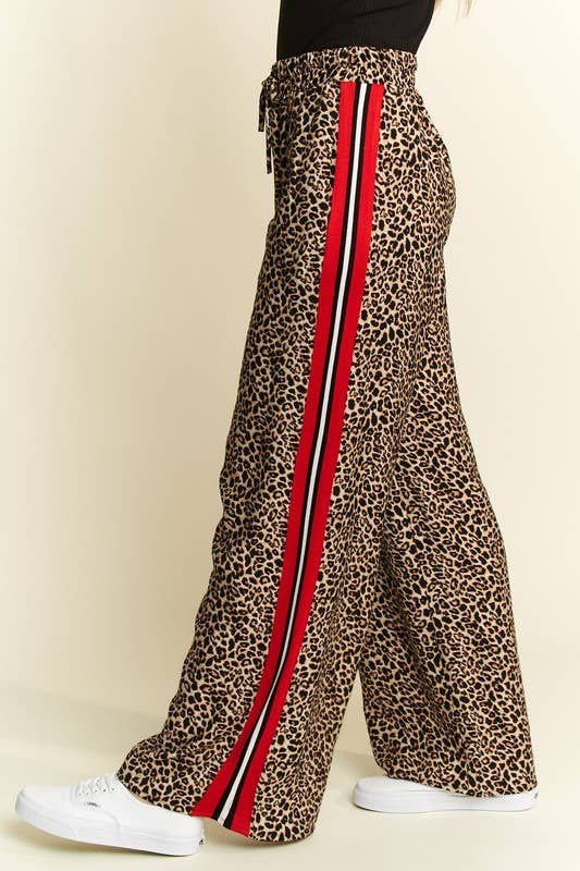 LEOPARD CONTRAST TROUSER RED PANEL - The Bronze Butterfly
