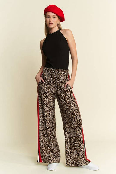 LEOPARD CONTRAST TROUSER RED PANEL - The Bronze Butterfly