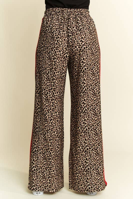 LEOPARD CONTRAST TROUSER RED PANEL - The Bronze Butterfly