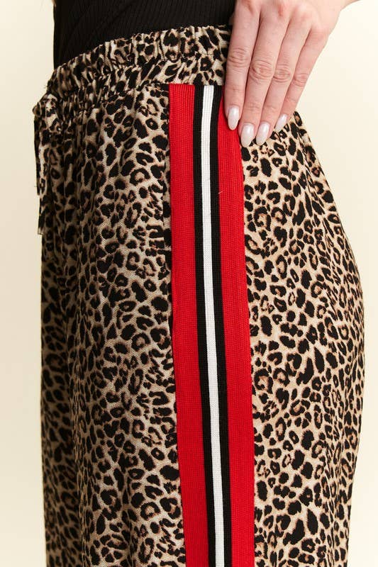 LEOPARD CONTRAST TROUSER RED PANEL - The Bronze Butterfly