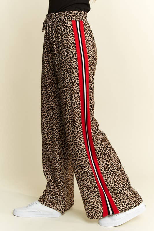 LEOPARD CONTRAST TROUSER RED PANEL - The Bronze Butterfly