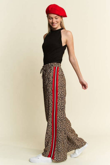 LEOPARD CONTRAST TROUSER RED PANEL - The Bronze Butterfly