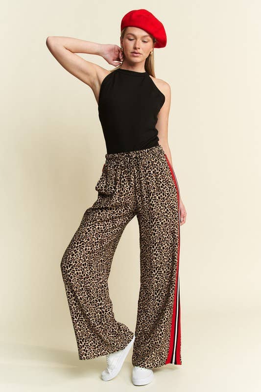 LEOPARD CONTRAST TROUSER RED PANEL - The Bronze Butterfly
