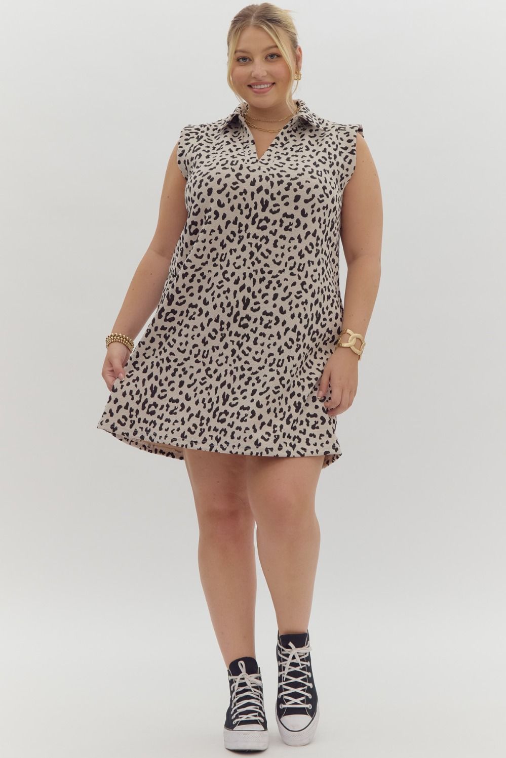 Leopard Print Sleeveless Mini Dress - The Bronze Butterfly