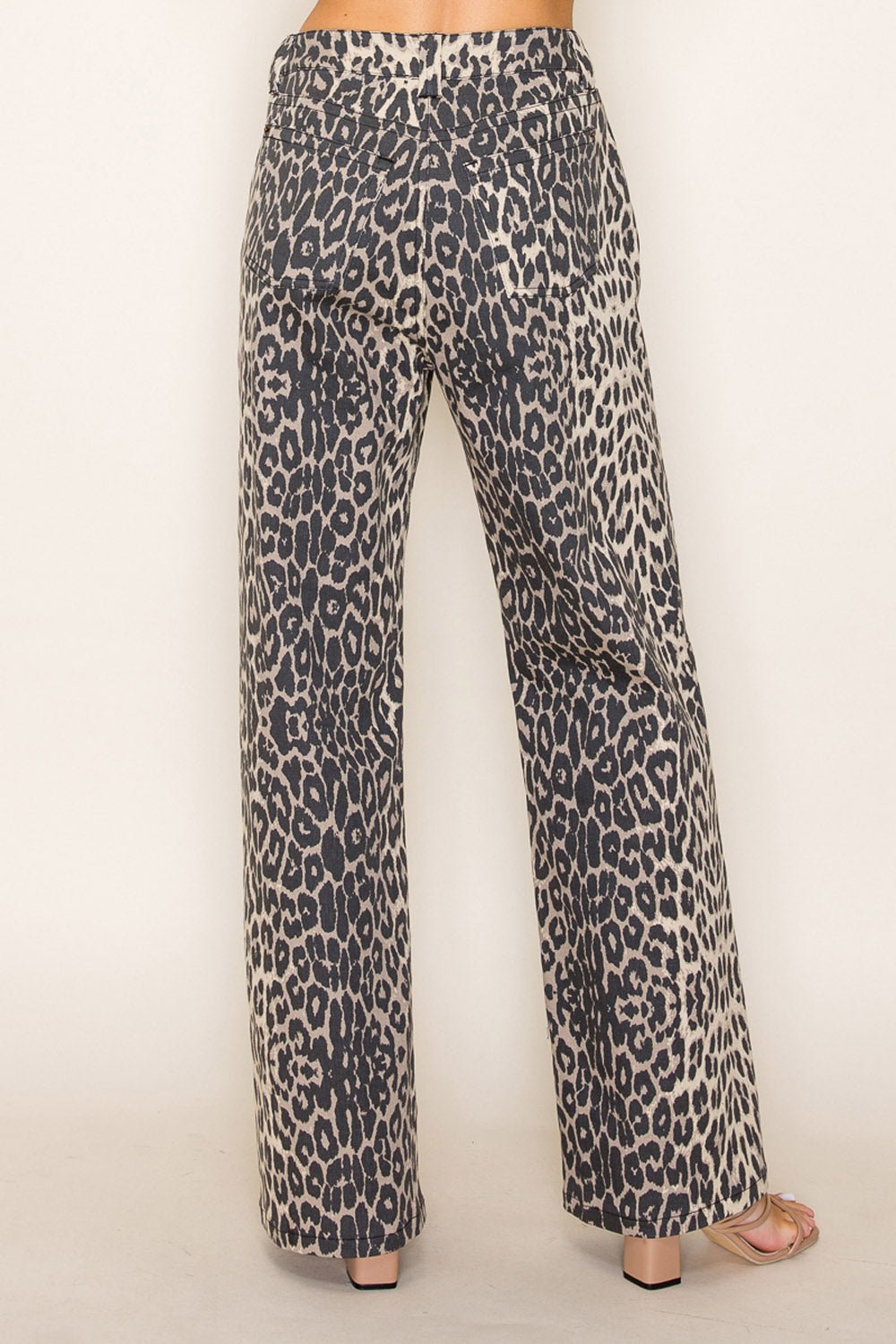 Leopard Print Wide Leg Denim Pants - The Bronze Butterfly