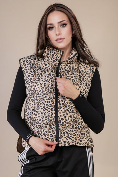 Leopard Puffer Vest - The Bronze Butterfly