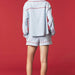 Light Blue Santa Embroidered Knit Pajama Set - The Bronze Butterfly