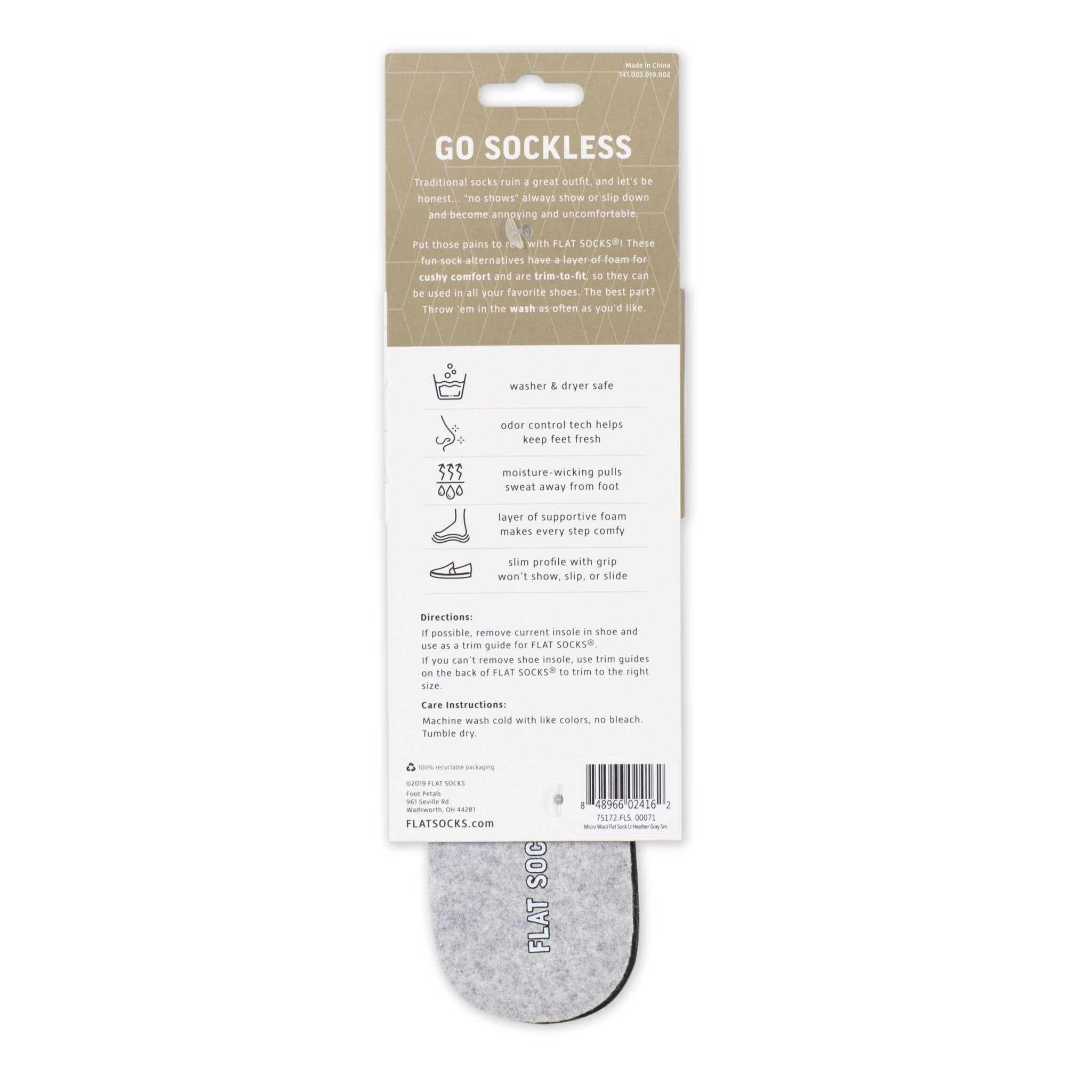 Light Heather Grey FLAT SOCKS - The Bronze Butterfly