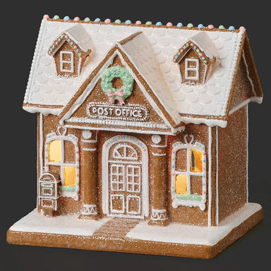 Lighted Gingerbread Post Office Building - The Bronze Butterfly