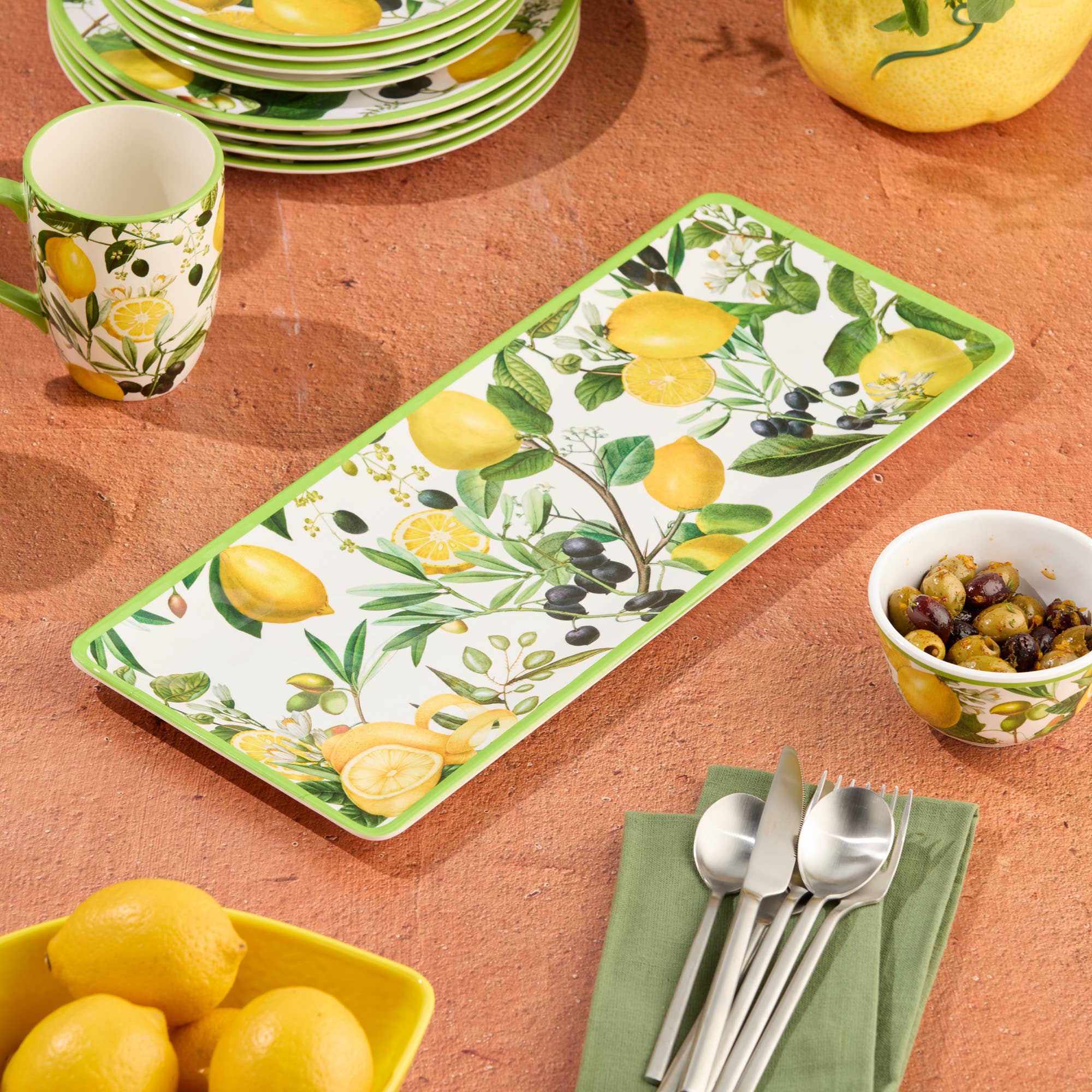 Limone Melamine Rectangular Platter - The Bronze Butterfly