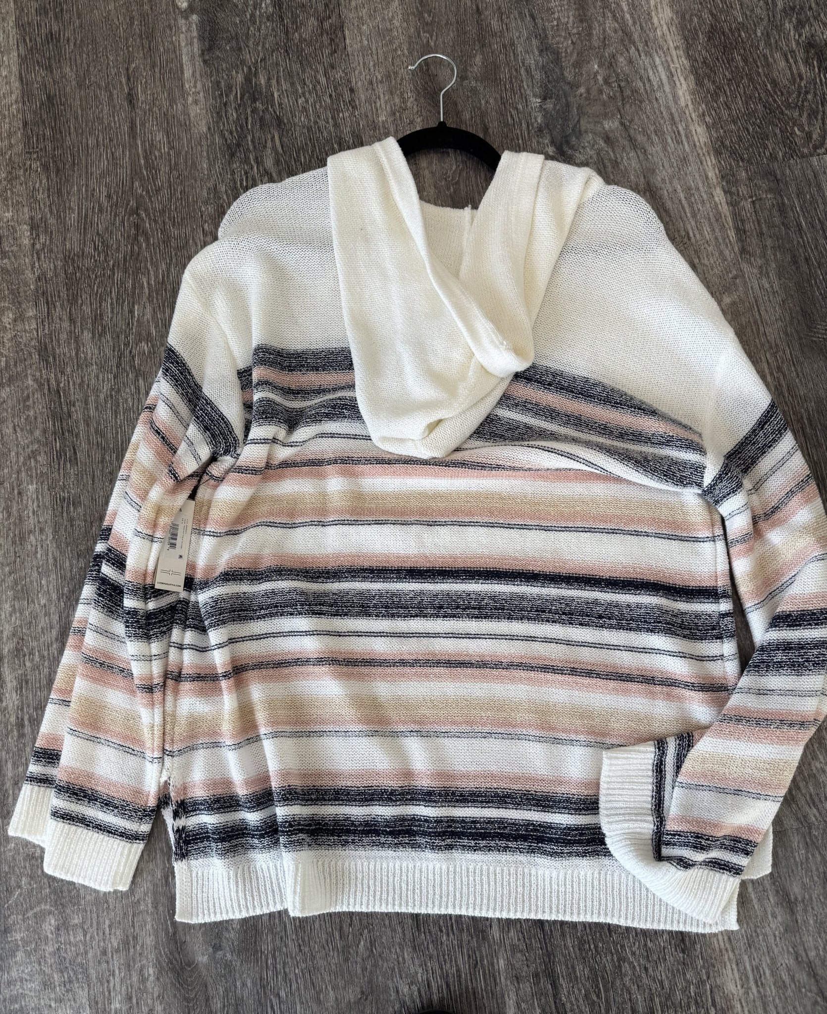 LIverpool Cream Navy and Pink combo Sweater with Hood - The Bronze Butterfly