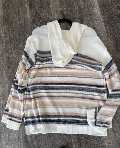 LIverpool Cream Navy and Pink combo Sweater with Hood - The Bronze Butterfly