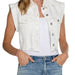 Liverpool Cropped Sleeveless Jacket in Bright White - The Bronze Butterfly