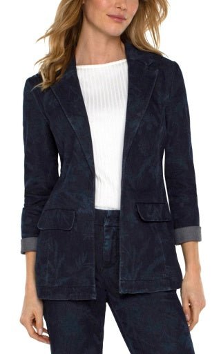 Liverpool Denim Floral Blazer - The Bronze Butterfly