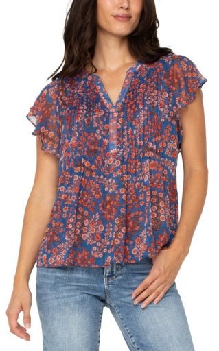 Liverpool Double Layer Flutter Sleeve Blouse - The Bronze Butterfly