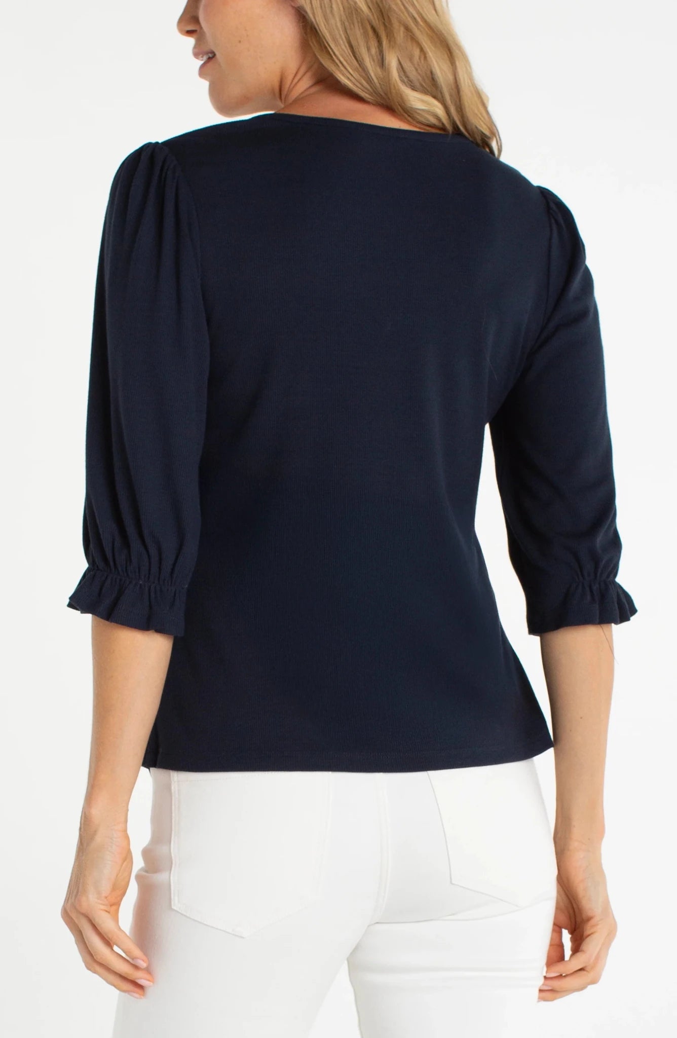Liverpool Elbow Sleeve Notch Knit Tee - The Bronze Butterfly