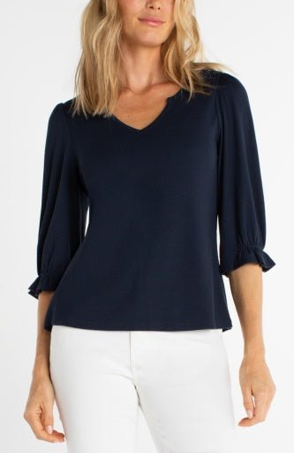 Liverpool Elbow Sleeve Notch Knit Tee - The Bronze Butterfly