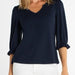 Liverpool Elbow Sleeve Notch Knit Tee - The Bronze Butterfly