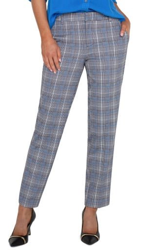 Liverpool Kelsey Trousers Plaid Blue Topaz - 29in ins - The Bronze Butterfly