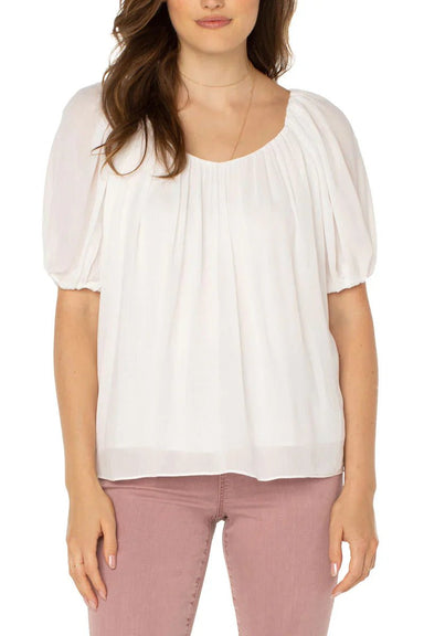 Liverpool Los Angeles Women's Shirred V - neck Blouse - The Bronze Butterfly