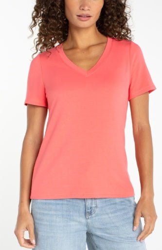 Liverpool Short Sleeve V - neck Knit Tee - The Bronze Butterfly