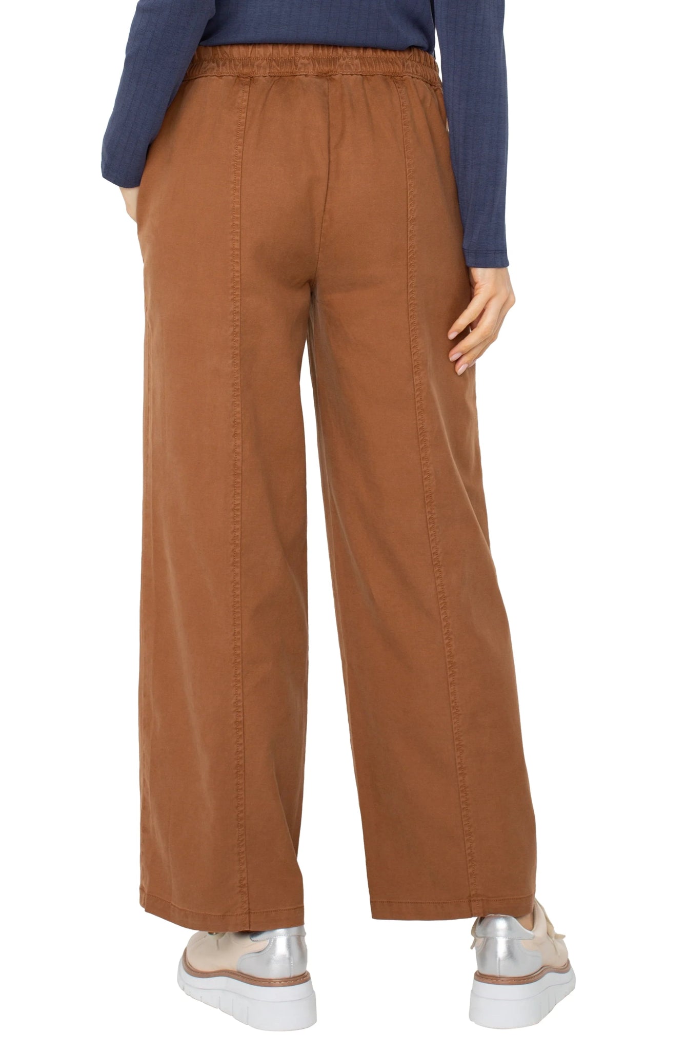 Liverpool Wide Leg Trouser With Elastic Back Waistband - The Bronze Butterfly