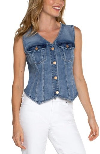 Liverpool Women's Denim Trucker Vest - The Bronze Butterfly
