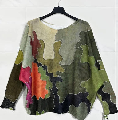 Loowie Camo Style Printed Knit Sweater - The Bronze Butterfly