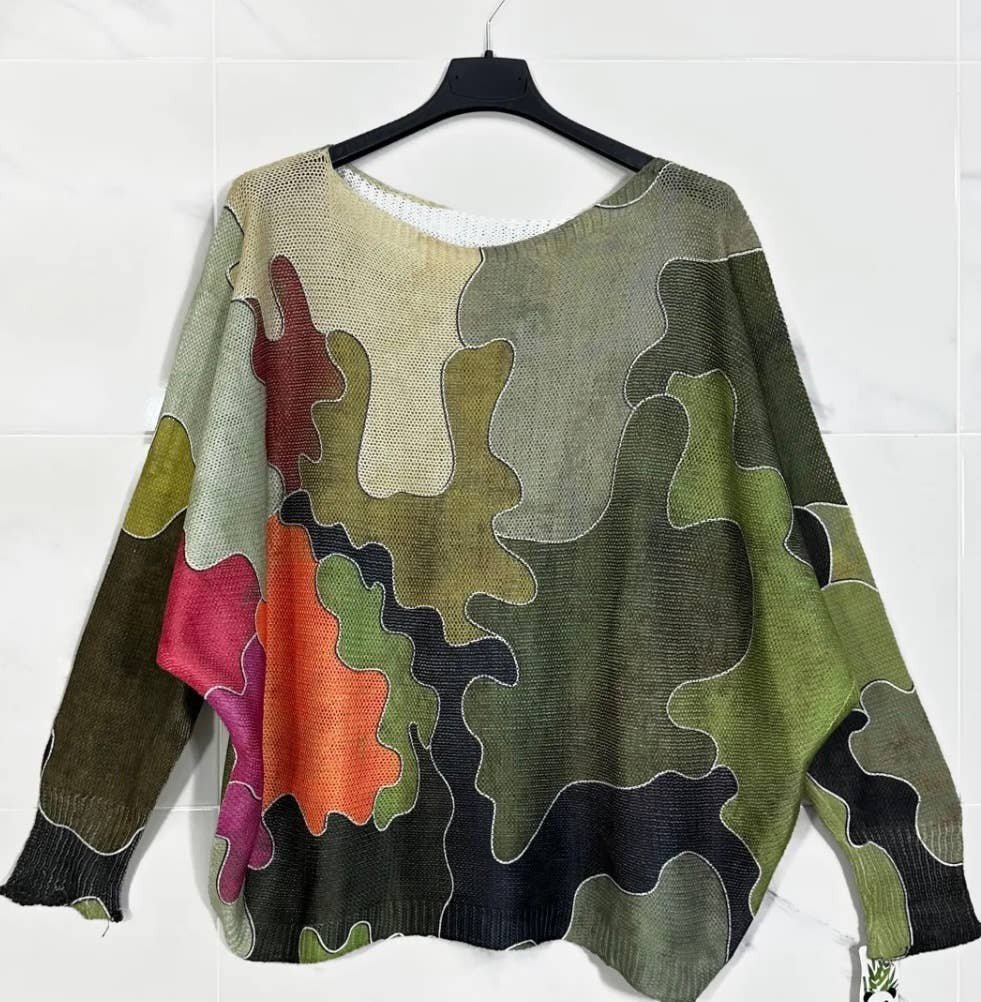 Loowie Camo Style Printed Knit Sweater - The Bronze Butterfly