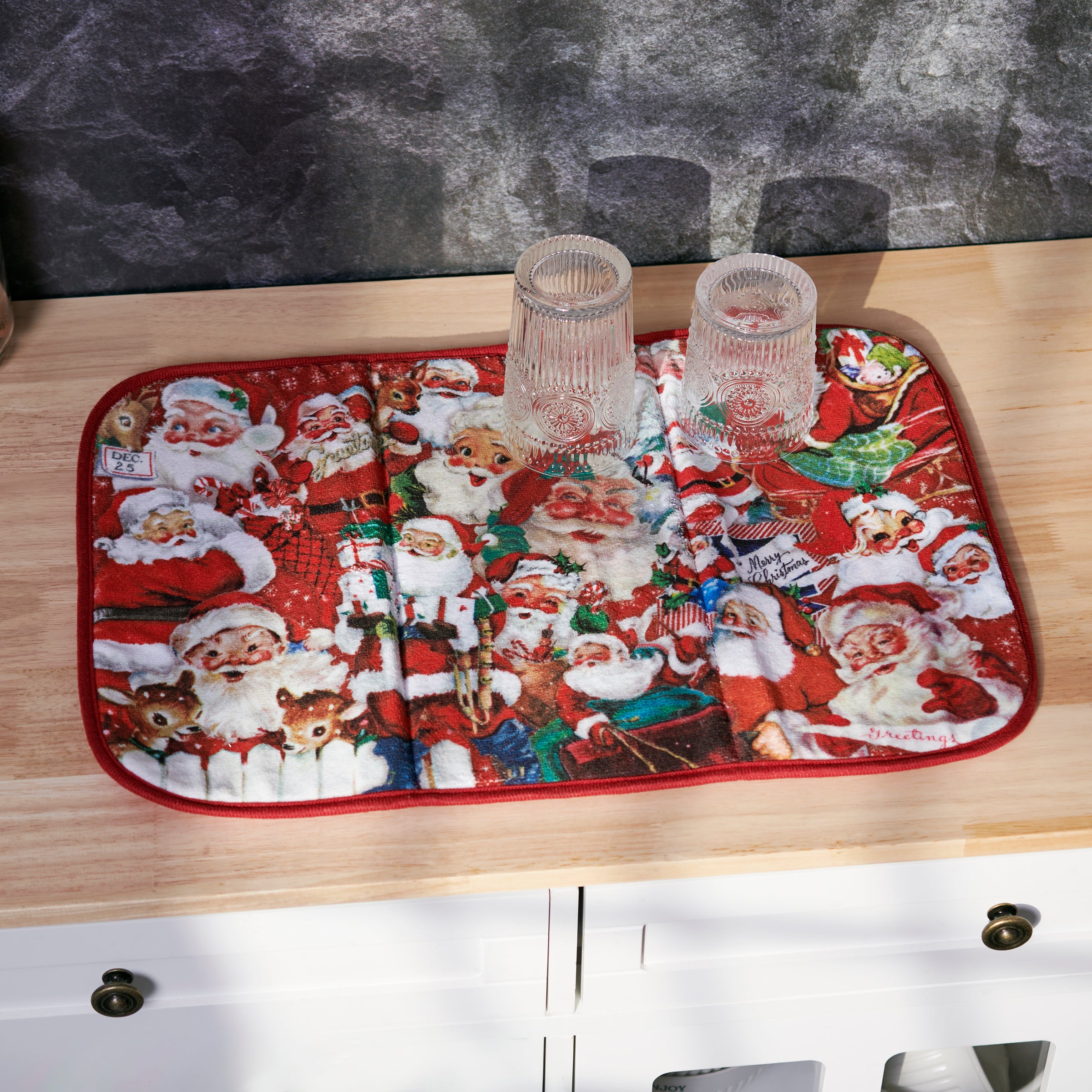 Drying Mat - Retro Santa