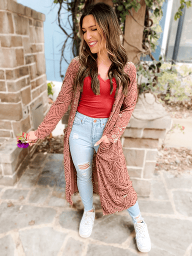 Mabel Mesh & Velvet Duster Cardigan - The Bronze Butterfly