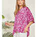 Magenta Floral Print Blouse with drop puff sleeve. - The Bronze Butterfly