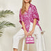 Magenta Floral Print Blouse with drop puff sleeve. - The Bronze Butterfly